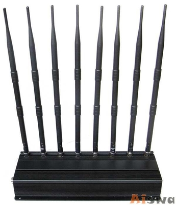 8 هوائيات 16W UHF VHF Jammer ، 4G Lte Wireless Internet Wimax Jammer 315Mhz / 433Mhz