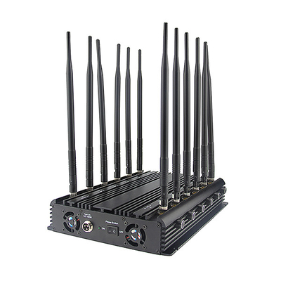 مانع إشارة جهاز تشويش الاتصالات UHF VHF المحمول 12 نطاقًا مع محول التيار المتردد